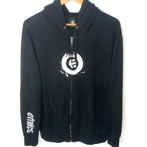 Vintage Etnies Skateboard Brand Men’s Black Full Zip Hoodie Sweatshirt Size XL